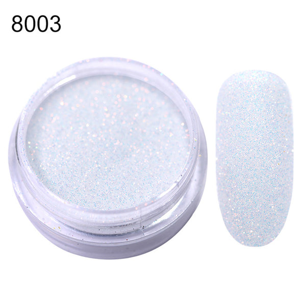 8003 - Gradient Shiny Nail Glitter Set Powder Laser Sparkly Manicure Nail Art Chrome Pigment Silver DIY Nail Art Decoration Kit