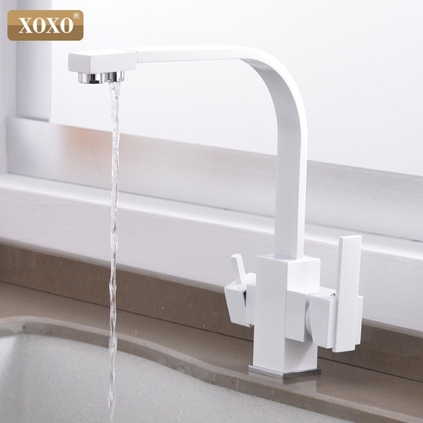 white - XOXO Filter Kitchen Faucet Drinking Water Single Hole Black Hot and cold Pure Water Sinks Deck Mounted  Mixer Tap 81058