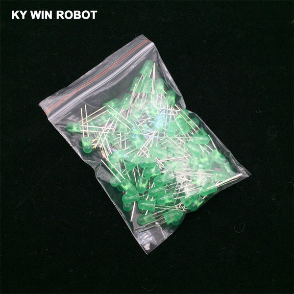 100pcs Green - 100pcs 5mm LED Diode 5 mm Assorted Kit  White Green Red Blue Yellow DIY Light Emitting Diode