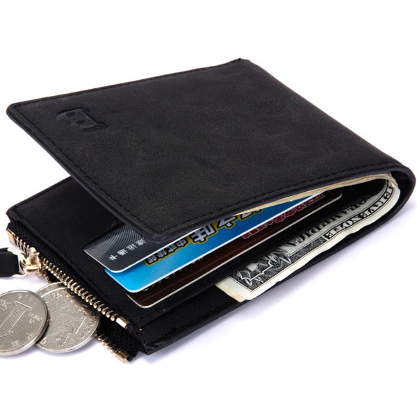 [variant_title] - Vitage Zipper Men Wallets Leather Wallet Money Bag Credit Card Holders Dollar Bill Wallet Clutch Purse for Boy Use Short Wallets