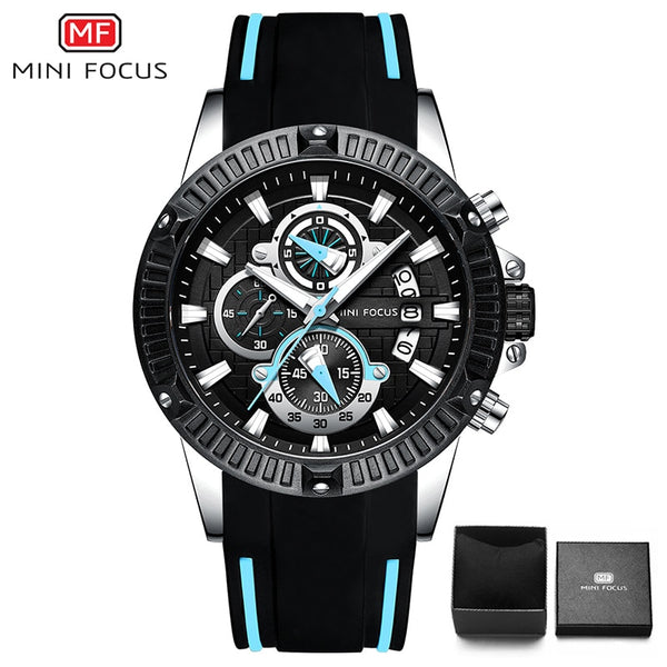 black Light blue - MINIFOCUS Fashion Men's Wristwatch Quartz Watch Men Waterproof Silicone Sport Wrist Watches Men Luxury Brand Relogio Masculino