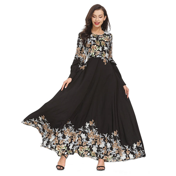 [variant_title] - CHAMSGEND Women Muslim Loose Solid Color Robe Clothing Abaya Islamic Arab Kaftan Robe Kaftan Dubai muslim abaya dress C3048