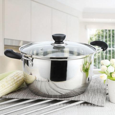 [variant_title] - 1pcs Stainless Steel pot 1.5L-4L Double Bottom Soup Pot Nonmagnetic Cooking Multi-purpose Cookware Non-stick Pan general use