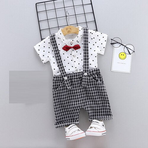 white / 12M - 1 2 3 4 T birthday Baby boy child clothing set short sleeve shirt + bib suit for newborn baby boy summer clothes kid outfit sets