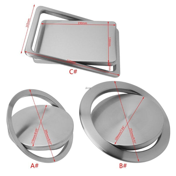[variant_title] - Stainless Steel Flush Recessed Built-in Balance Swing Flap Lid Cover Trash Bin Garbage Can Kitchen Counter Top