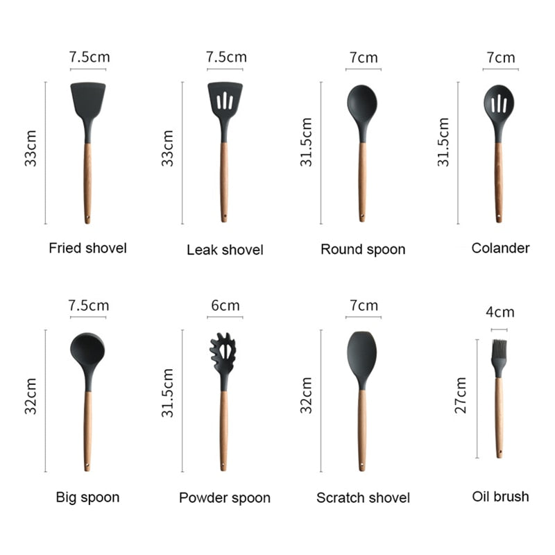 Default Title - 8 Pcs/Set Silicone Spatula Heat-resistant Soup Spoon Non-stick Special Cooking Shovel Kitchen Tools