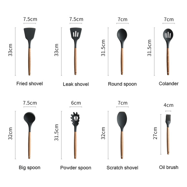 Default Title - 8 Pcs/Set Silicone Spatula Heat-resistant Soup Spoon Non-stick Special Cooking Shovel Kitchen Tools