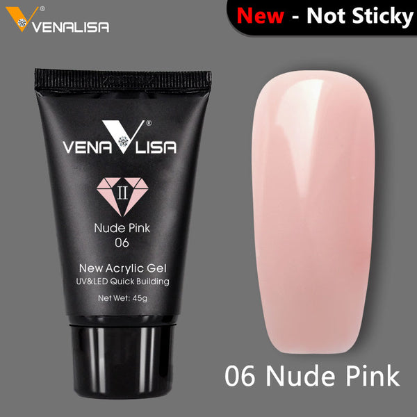 06 Nude pink New - VENALISA Poly Gel Kits Nail Art French Nail Art Clear Camouflage Color Nail Tip Form Crystal UV Gel Polygel Slice Brush Nail Gel