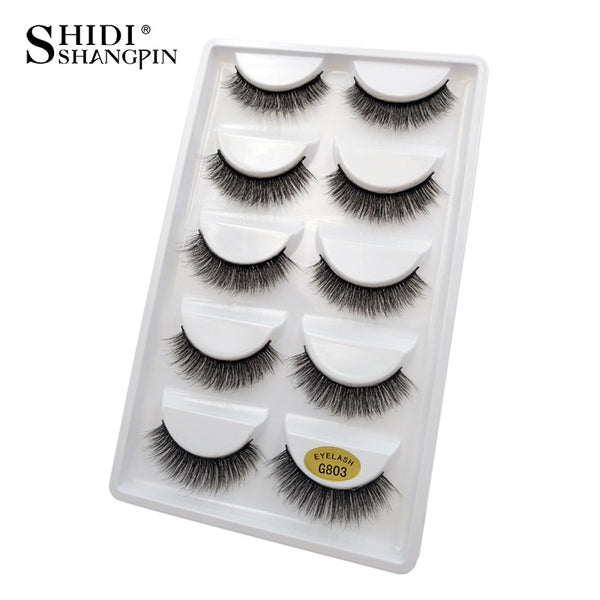 G803A - SHIDISHANGPIN 5 pairs mink eyelashes natural 3d mink lashes beauty essentials 3d false lashes false eyelashes full strip lashes