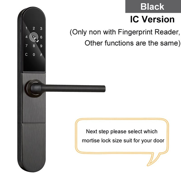 Black IC / 22 x 235 (60 72) - RAYKUBE Electronic Door Lock With Fingerprint / Smart Card / Bluetooth Unlock Wifi TT lock Phone APP Keyless Mortise Lock R-F918