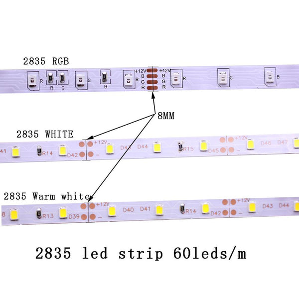 2835-60leds-1m / RGB / 12V - SMD 2835 5630 5050 60/120/240/480LEDs/m RGB LED Strip 5M 300/600/1200/2400LEDs/m  DC12V 24V W RGB LED Light Strips Flexible Tape