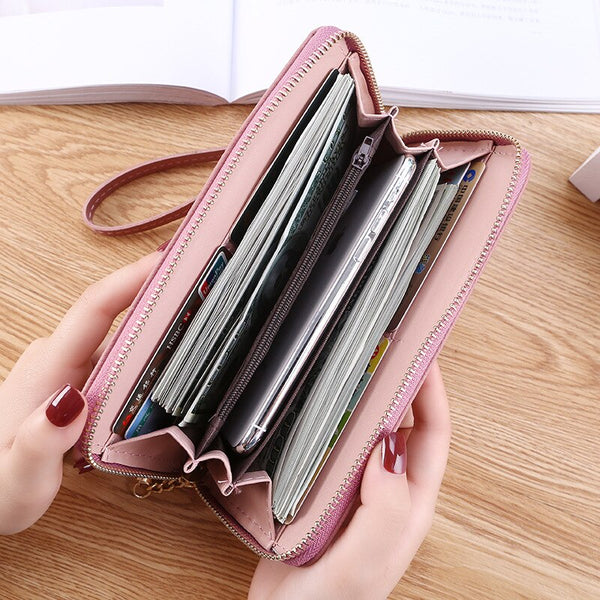 [variant_title] - Womens Wallets and Purses PU Leather Wallet Femal Red/pink/black/gray Long Women Purse Large Capacity Bag Women&#39;s Wallet