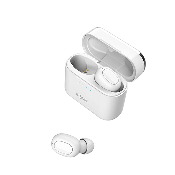 White - INSMA AirBuds with QI Charging Case Mini TWS Earphone bluetooth 5.0 Earbuds Stereo Wireless  Headset PK i10 i12 i60