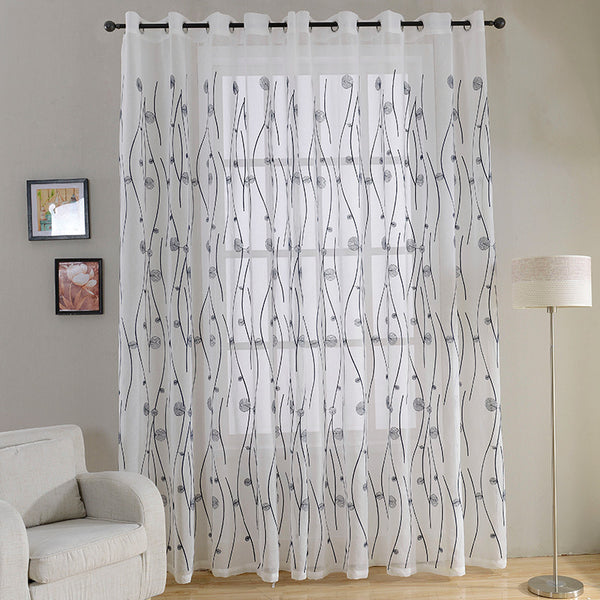 [variant_title] - New Embroidered White Sheer Curtains for Living Room Bedroom Abstract Pattern Window Tulle Kitchen Small Window Curtains Drapes