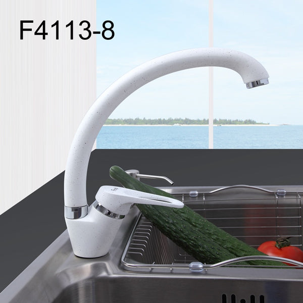 F41138 White - FRAP  Brass 5 color Kitchen sink faucet Mixer Cold And Hot Single Handle Swivel Spout Kitchen Water Sink Mixer Tap Faucets F4113