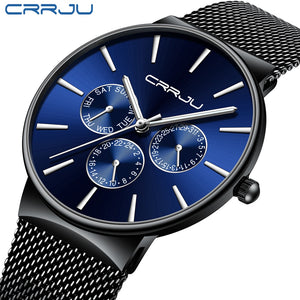 [variant_title] - reloj hombre 2019 CRRJU Top Brand Luxury Men Watches Waterproof Ultra Thin Date Wrist Watch Male Mesh Strap Casual Quartz Clock