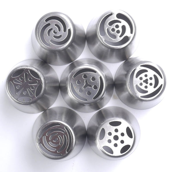 [variant_title] - 7PCS Stainless Steel Russian Tulip Icing Piping Cake Nozzles Pastry Decoration Tips Cake Decorating Fondant Baking Accessories