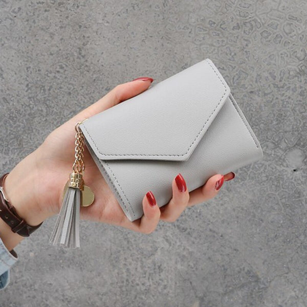 New-Gray - New Money Small Wallet Women Casual Solid Wallet Fashion Female Short Mini All-match Korean Students Love Small Wallet