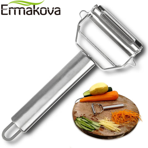 Default Title - ERMAKOVA Dual Fruit Vegetable Peeler&Julienne Peeler Cutter Sharp Stainless Steel Potato Carrot Grater Planing Kitchen Tools