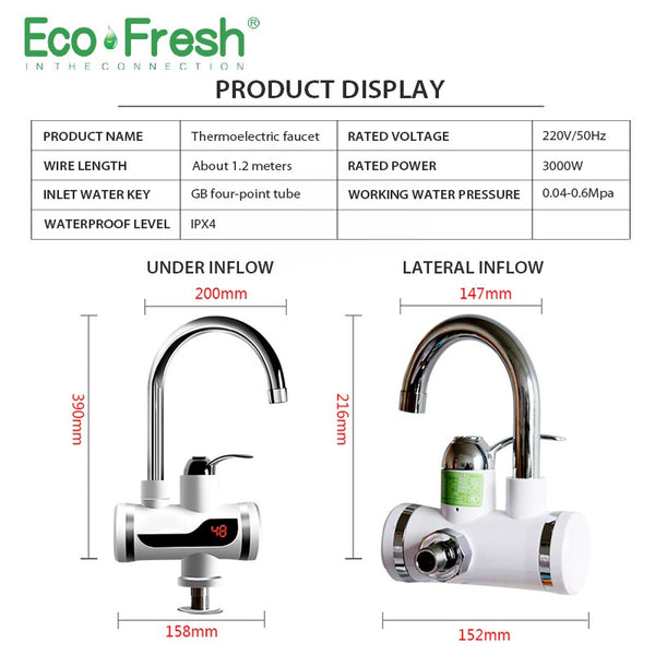 [variant_title] - Ecofresh Electric Faucet Instant Water Heater Tap Faucet Heater Cold Heating Faucet Tankless Instantaneous Water Heater