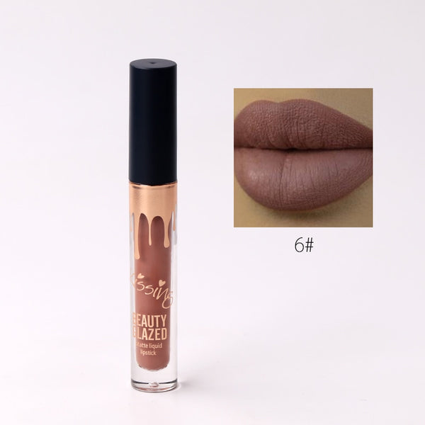 NB5-06 - BEAUTY GLAZED 6 Colors Matte Lipstick Set Waterproof Long Lasting Lip Gloss Nude Velvet Pigment Batom Women Fashion Lip Makeup