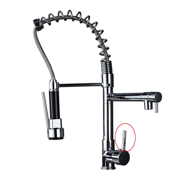 Chrome smooth knob - Chrome Spring Pull Down Kitchen Faucet Dual Spouts 360 Swivel Handheld Shower Kitchen Mixer Crane Hot  Cold 2 Outlet Spring Taps