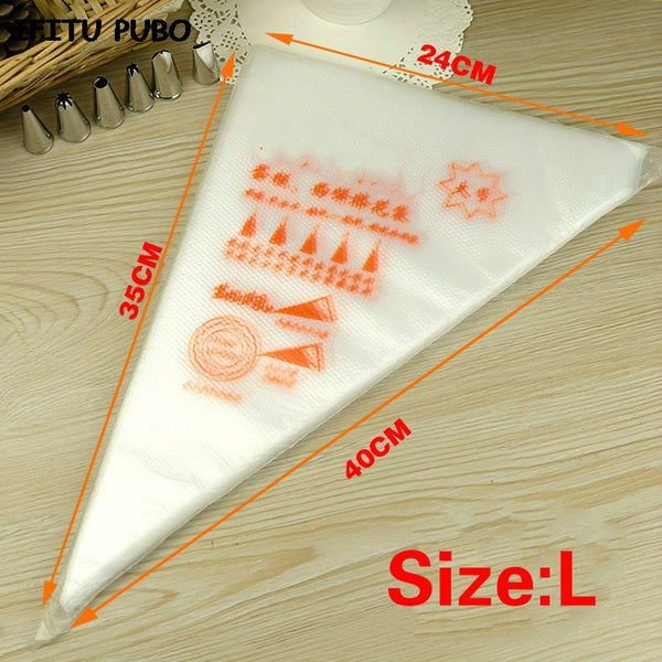 [variant_title] - 50PCS Small/Large Size Disposable Piping Bag Icing Fondant Cake Cream bag Decorating Pastry Tip Tool GYH