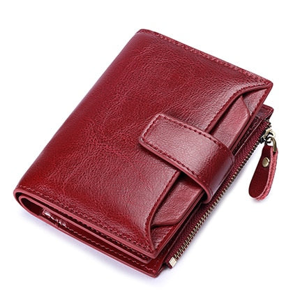 Wine Red - SENDEFN Women's Wallet Leather Small Luxury Brand Wallet Women Short Zipper Ladies Coin Purse Card Holder Femme Red/Blue 5191-69