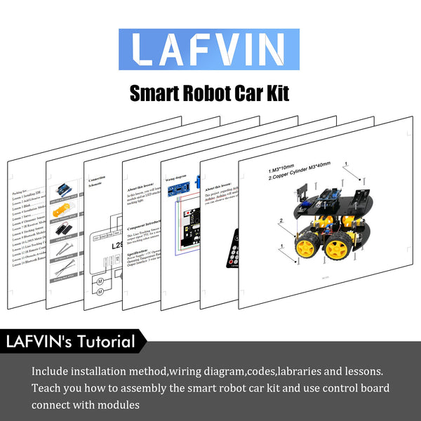 [variant_title] - LAFVIN Smart Robot Car Kit for UNO R3,Ultrasonic Sensor, Bluetooth Module for Arduino with Tutorial