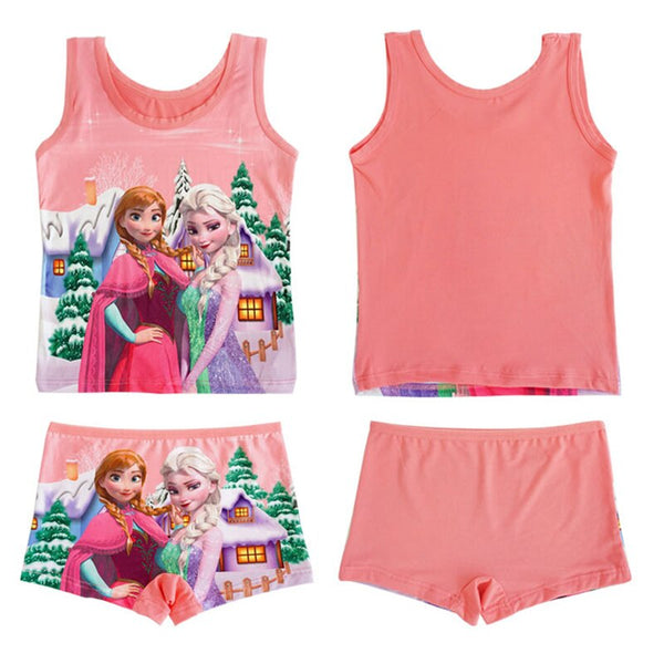 [variant_title] - 2019 summer Kids clothes boy spiderman set Children set girls elsa set girl Casual Milk Silk princess vest+short Pants 7 styles