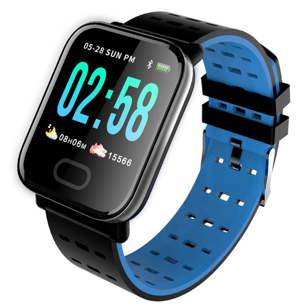 Blue - VOULAO A6 Smart Watch Men Women Heart Rate Monitor Sport Fitness Tracker Waterproof Smartwatch For IOS Android Sport Wristband