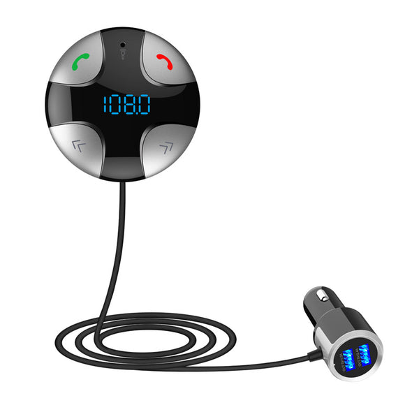 [variant_title] - JaJaBor Bluetooth Car Kit Handsfree FM Transmitter A2DP Wireless Car MP3 Player Support TF Card Music Play Dual USB Car Charger