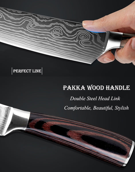 [variant_title] - XITUO Kitchen Knives Damascus Veins Stainless Steel Knives Color Wood Handle Paring Utility Santoku Slicing Chef Cooking Knife