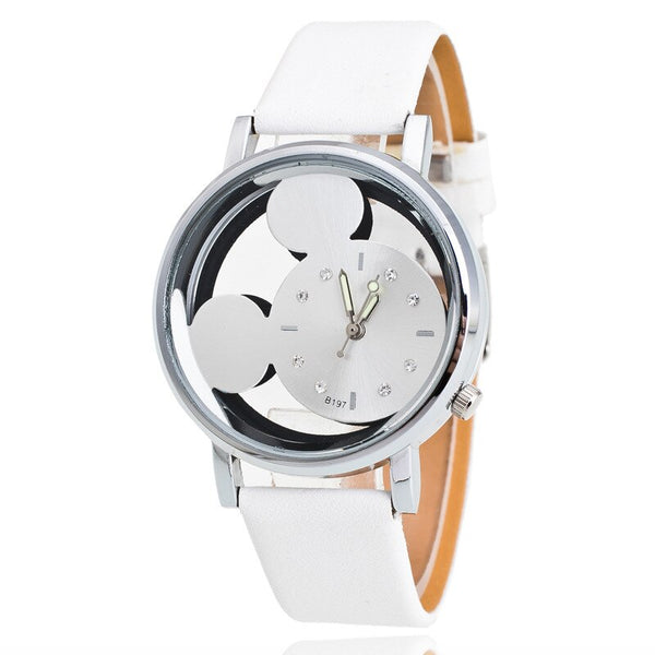 White - Brand Leather Quartz Watch Women Children Girl Boy Kids Fashion Bracelet Wrist Watch Wristwatches Clock Relogio Feminino Cartoon