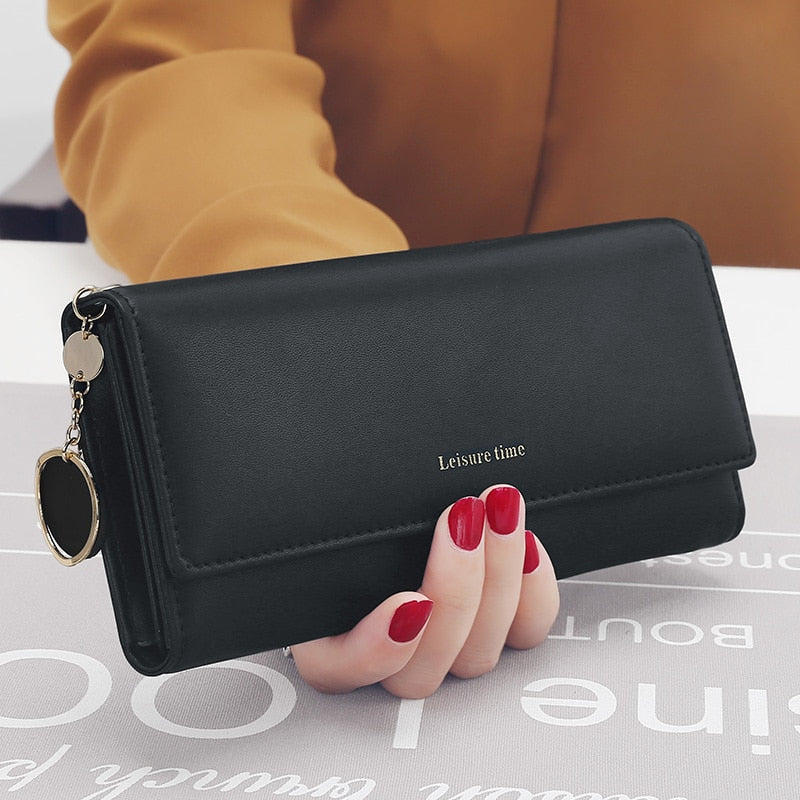 Black - New Fashion Women Wallets Long Style Multi-functional wallet Purse Fresh PU leather Female Clutch Card Holder