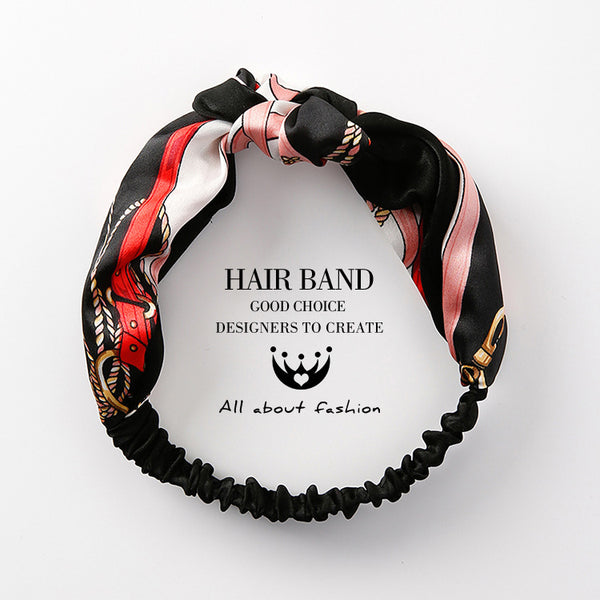 [variant_title] - MENGJIQIAO Women Hair Accessories Fashion Headband Fabric Cross Knotted Bow Chiffon Floral Hair Band Korea Headdress ladies Hoop