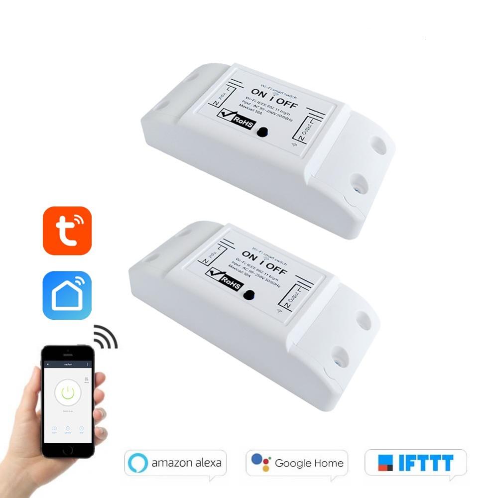[variant_title] - WiFi Smart Switch Compatible with Alexa Voice ControlRelay Switch Module DIY Smart Home Use Tuya Smartlife APP (2 Packs) (2 pcs)