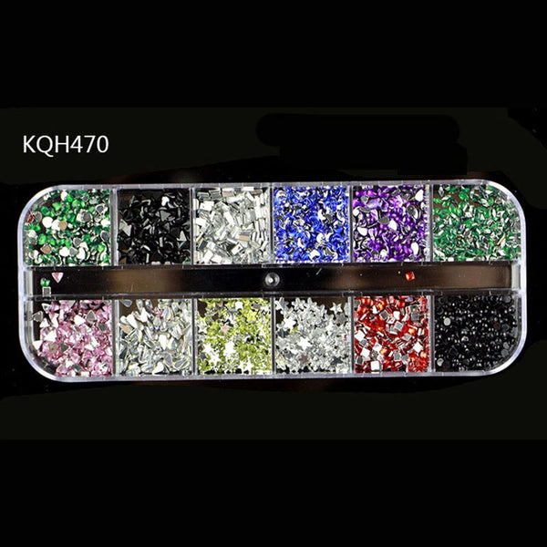 KQH470 - New Multi-size Nail Rhinestones 3D Crystal AB Clear Nail Stones Gems Pearl DIY Nail Art Decorations Gold Silver Rivet Rhinestone