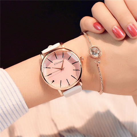 [variant_title] - Polygonal dial design women watches luxury fashion dress quartz watch ulzzang popular brand white ladies leather wristwatch