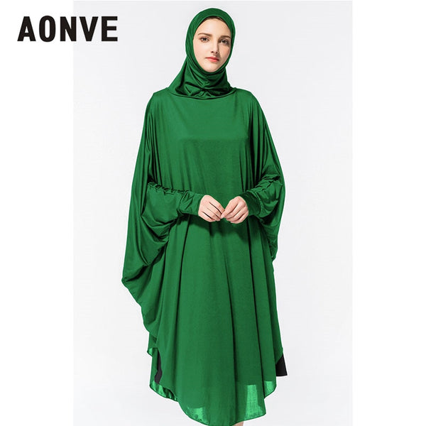 Green / L - Aonve Hijab Abaya Women Islamic Body Head Covering Kaftan Muslim Eid Festival Prayer Clothing Femme Formal Robe Musulmane Caftan