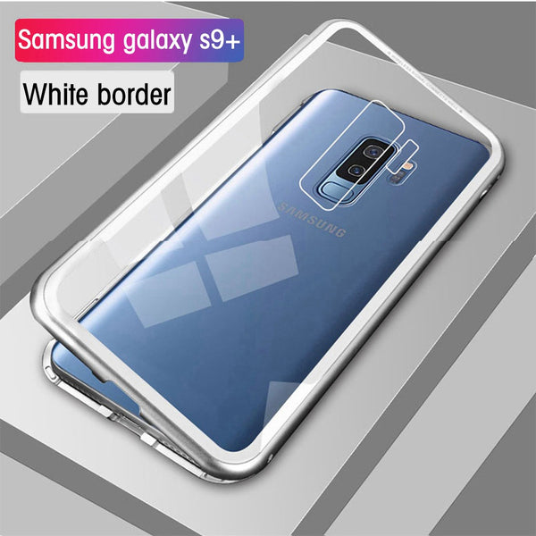 Transparent White / For Samsung Note 8 - Eqvvol Magnetic Adsorption Metal Case For Samsung Galaxy S9 S8 Plus S7 Edge Tempered Glass Back Magnet Cover For Note 8 9 Cases