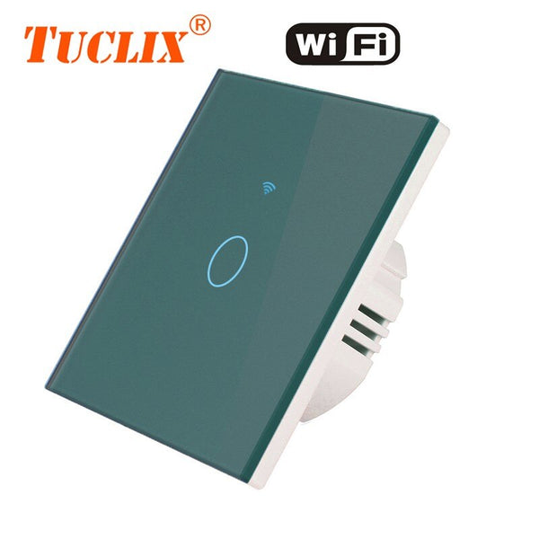 EU-WiFi-01 Green / 1-Gang - TUCLIX EU WiFi APP Switch 1/2/3 Gang 110-240v Wall Light Touch Screen Switch,Crystal Glass Switch Panel