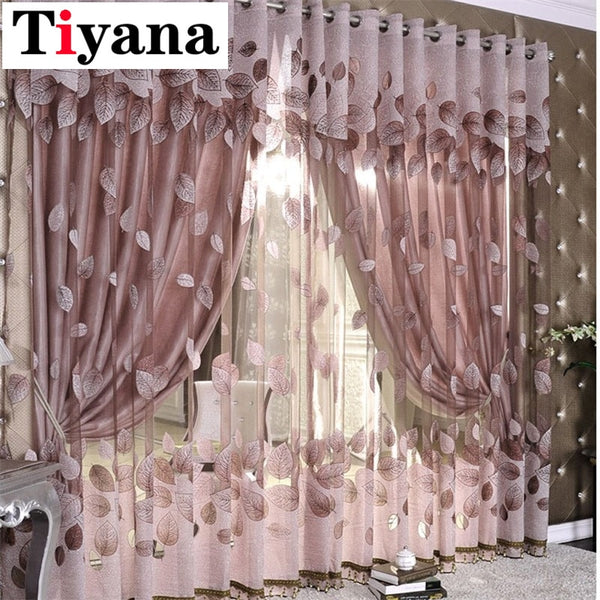 [variant_title] - Luxury Modern Leaves Designer Curtain Tulle Window Sheer Curtain For Living Room Bedroom Kitchen Window Screening Panel P347Z30