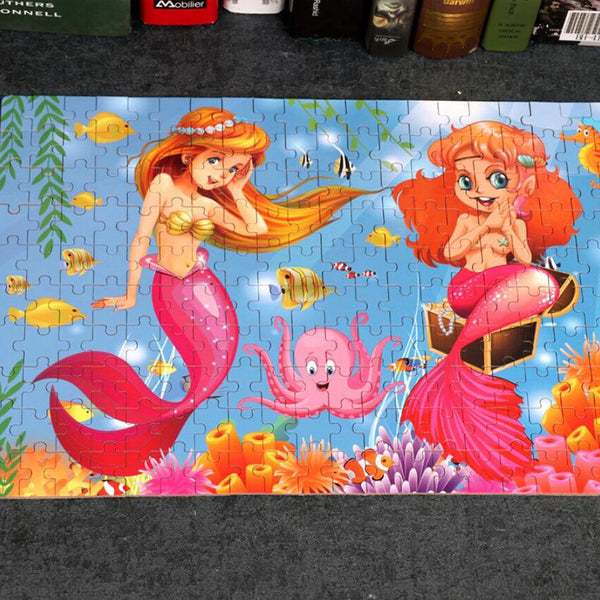 [variant_title] - New 200 Pieces Wooden Puzzle Mermaid Pattern Wood Jigsaw Puzzles Toy Kids Educational Learning Toys for Christmas Gift DK-M110