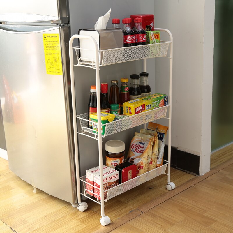 [variant_title] - Multi-functional storage rack with pulleys, kitchen carts, storage spice racks
