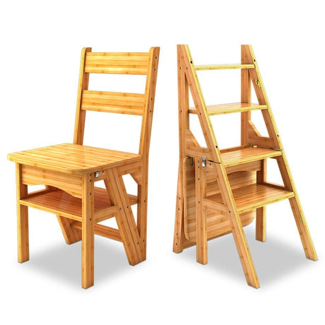 [variant_title] - Step Stools & Step Ladders kitchen Furniture bamboo sillas chaise cadeira Dual-purpose staircase chair home folding chair stool