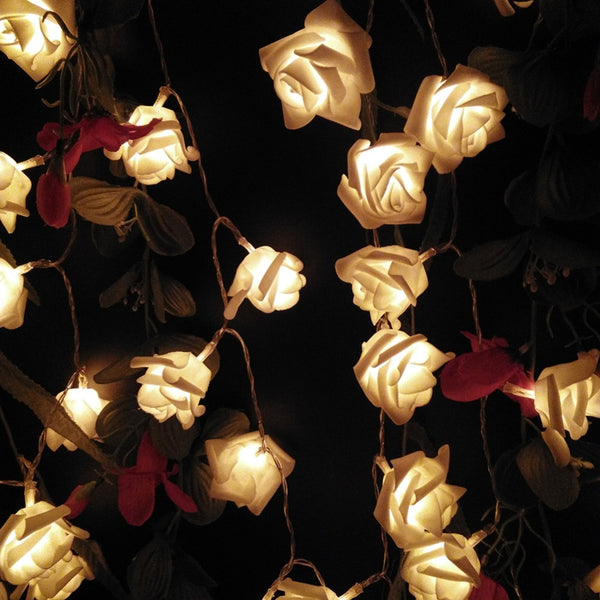 [variant_title] - YIYANG 1.5M 10led AA Battery LED Rose Christmas Lights Holiday String Lights Valentine Wedding Decoration Flower Bulbs LED Lamp