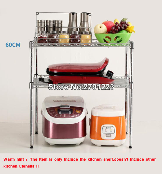 [variant_title] - Kitchen corner rack microwave oven rack double-layer countertop oven rack 2 shelves stainless steel storage rack