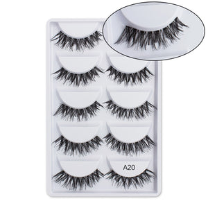 A20 - SEXYSHEEP 5Pairs 3D Mink Hair False Eyelashes Natural/Thick Long Eye Lashes Wispy Makeup Beauty Extension Tools