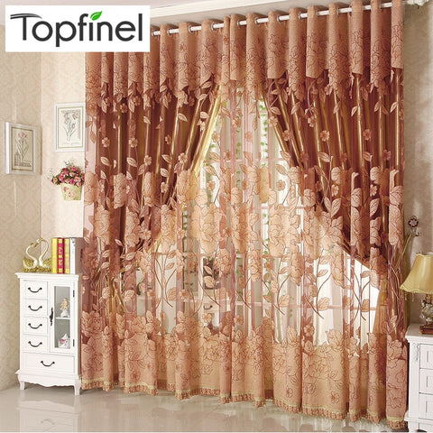 [variant_title] - Top Finel Modern Luxury Embroidered Sheer Curtains for Living Room Bedroom Kitchen Door Tulle Curtains Drapes Window Treatments